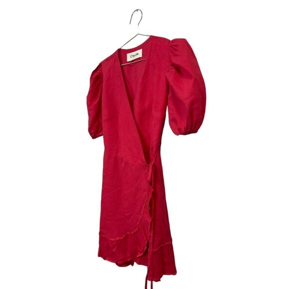 Claude Tulum Emilia Tie Wrap Dress Short Linen One Size - Picture 3 of 12